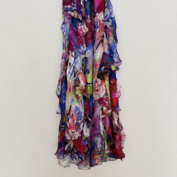 Vtg Cache Dress Womens 6‎ Floral Floor Length Gown Silk Chiffon Remnants FLAWED - Picture 3 of 16